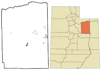 Location in Duchesne County and the state of Utah