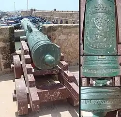 Dutch cannon made by Adrianus Crans in The Hague in 1744, installed in Essaouira.