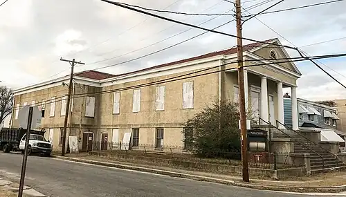 East End Baptist Church - the hip roofed Sunday School building was designed by Herbert Levi Cain.