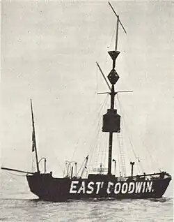 The East Goodwin Lightship in 1898, the first lightvessel to be equipped with wireless