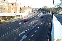 A41 Edgware Way, located north from Edgware town centre. View from Edgwarebury Lane footbridge.