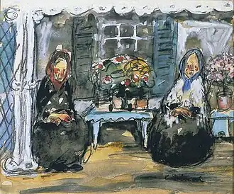 Mother and Daughter, c. 1913, watercolor, gouache, and charcoal on paper