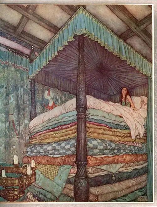 The fairytale The Princess and the Pea exaggerates the layering of thin mattresses common in traditional European beds