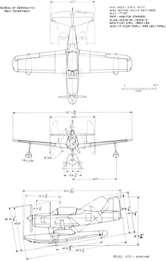 3-view line drawing of the Edo XTE-1