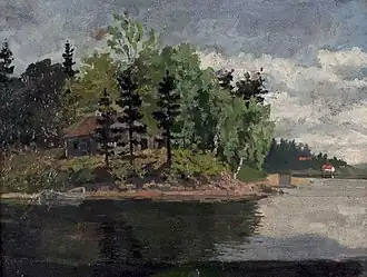 From Sandviken, c. 1882, oil on cardboard, 20 x 25&nbsp;cm, Flaten Art Museum