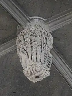 Keystone depicting "Martyrdom of Saint Lawrence"