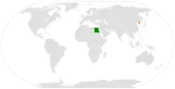 Map indicating locations of Egypt and North Korea