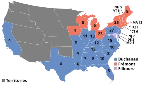 Map showing results of the 1856 election