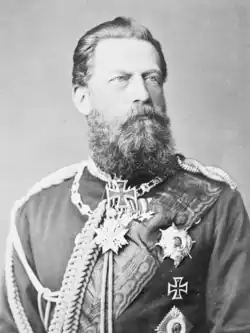 Frederick, then Crown Prince, with a thick long beard and moustache and wearing military uniform