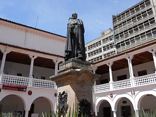 Statue of Cristóbal de Torres on the campus of Del Rosario University, Colombia.