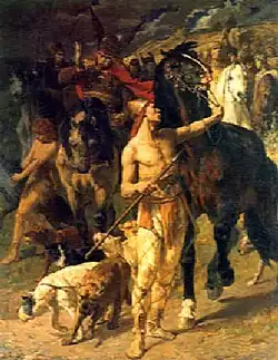 Évariste Vital Luminais, before 1879, Départ pour la Chasse dans les Gaules (Departure for the Hunt in Gaul), oil on canvas, 150 x 118&nbsp;cm