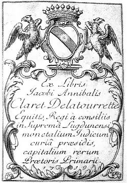 Arms of the Fleurieu family and ex-libris