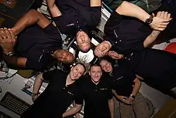 Glover and the entire crew of Expedition 64 in Node 3 above the Cupola