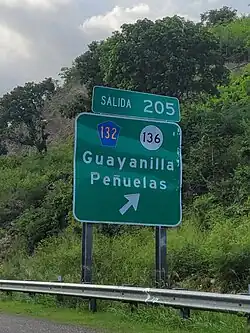 PR-2 west at exit 205 to PR-132 east and PR-136 south between Magas and Jaguas barrios, Guayanilla