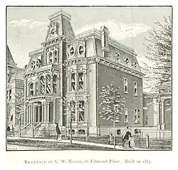 Charles W Noble house in 218 Edmund Pl built in 1873 and demolished in 1968.