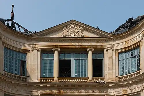 Upper court facade and roof