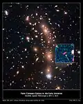 Very massive cluster of galaxies, MACS0416.1−2403, located roughly 4 billion light-years away.[12]