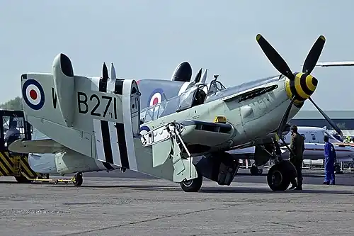 A Fairey Firefly AS.5 which served with 814 NAS, seen in 1980 during its time with the Royal Navy Historic Flight.