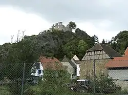 Falkenstein Castle above the village