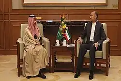 Faisal bin Farhan Al-Saud meeting Amir-Abdollahian, 6 April 2023