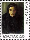 Mykineskona (a woman from Mykines his wife?), 1934, 56*42&nbsp;cm, National Art Gallery in Tórshavn. Stamp of 1996
