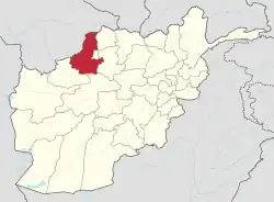 Map of Afghanistan with Faryab highlighted