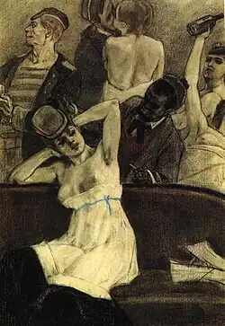 Sailors Den (1875) watercolor, pastel, gouache (60.5 x 46.5&nbsp;cm) Musée Félicien Rops, Namur
