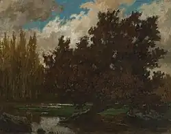 The Pond of Bambois (1865) oil on panel (18.5 × 24&nbsp;cm) Charleroi Museum of Fine Arts
