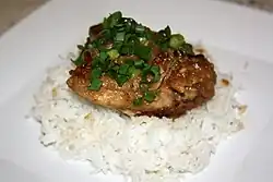 Adobong manok (chicken) over rice