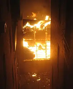 Fire at a loading dock behind One57 in 2014