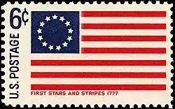 A 6¢ stamp with the Betsy Ross design was released in 1968 as part of the "Historic Flag" series.