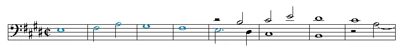 Opening bars of the E major fugue from Ariadne musica.