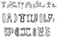 Bottom. The third glyph of the third row (38, a bulb with four wavy "legs", top and bottom) is rare.