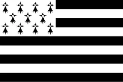 Flag of Brittany, France , (Sable, four bars argent)