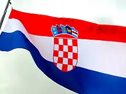 Croatian flag flying in Dubrovnik.
