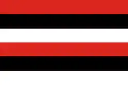 Six-bar flag, alternating red, black and white 1490 to 2011 and 2016 to present