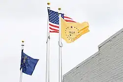 Flag display at Bicentennial Park, Mooresville.