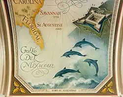 Fort St. Augustine with its arrowhead-shaped bastions is shown in an aerial view.