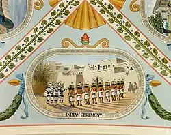 An unusual combination of dancers in Hopi and Navajo costumes performs a ceremony.