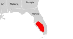 Range of the Florida panther within the U.S.