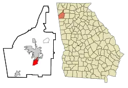Location in Floyd County and the state of Georgia