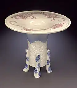Late 19th century vase with dragons and waves, underglaze blue and red