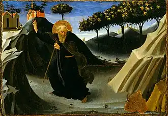Fra Angelico, Saint Anthony Abbot Shunning the Mass of Gold ** (c. 1435–1440), 19.7 x 28.1&nbsp;cm