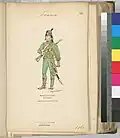 Mounted chasseurs' uniform of the Legion as it appeared in 1762.