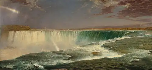 Niagara, by Frederic Edwin Church (1857), depicts a rainbow at the Horseshoe Falls section of Niagara Falls.