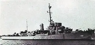 Starboard view of Free French Destroyer Escort Senegalais (T-22).