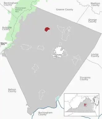 Location of the Free Union CDP within the Albemarle county