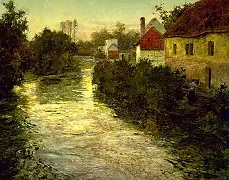Village on the Bank of a Stream 1897