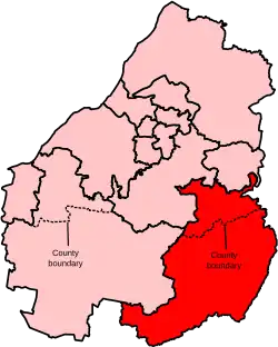 Map showing the location of the Frome and East Somerset constituency in Avon under the boundaries created by the 2023 boundary review and first used at the 2024 general election.