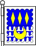 3 fusils—Per fess azure and vair ancient; three fusils in chief and a crescent in base, or; a bordure engrailed argent—Freeman of Murtle, Scotland